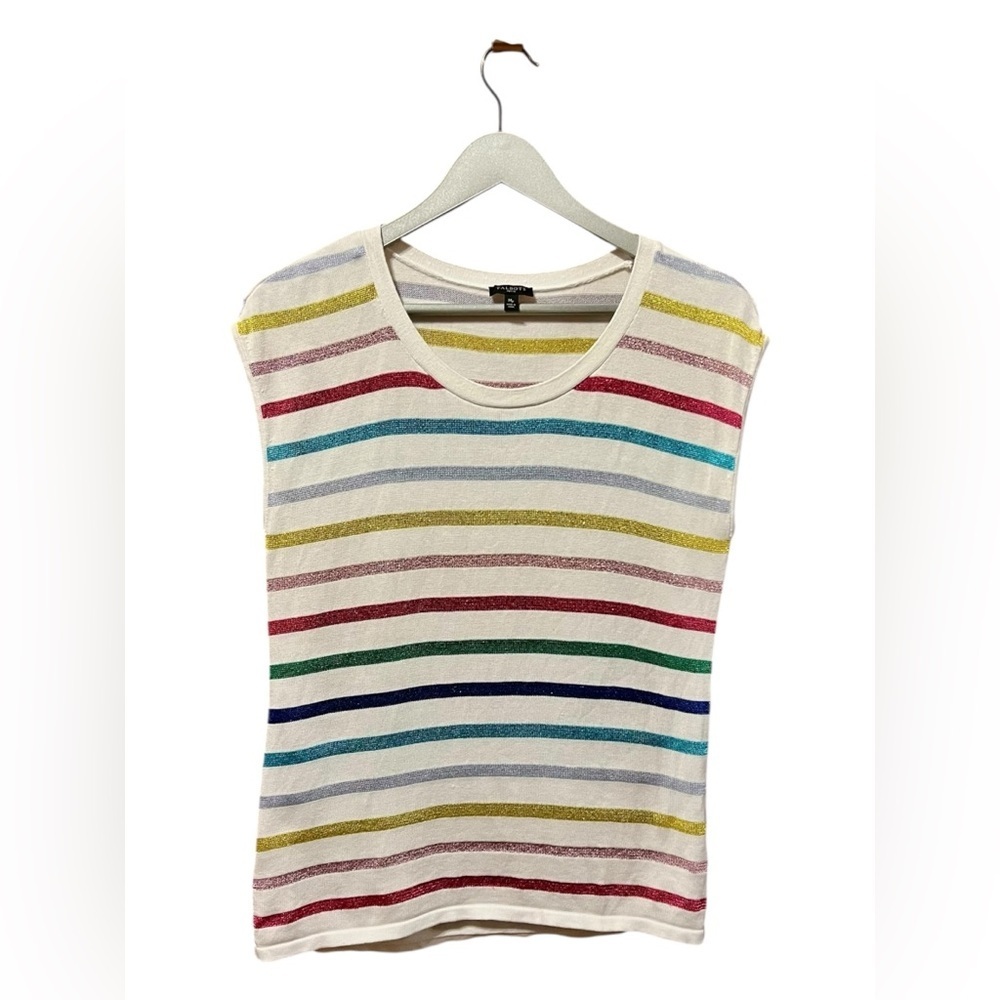 Talbots Petite Multicolor Metallic Stripe Knit Tank – Size Medium Petite